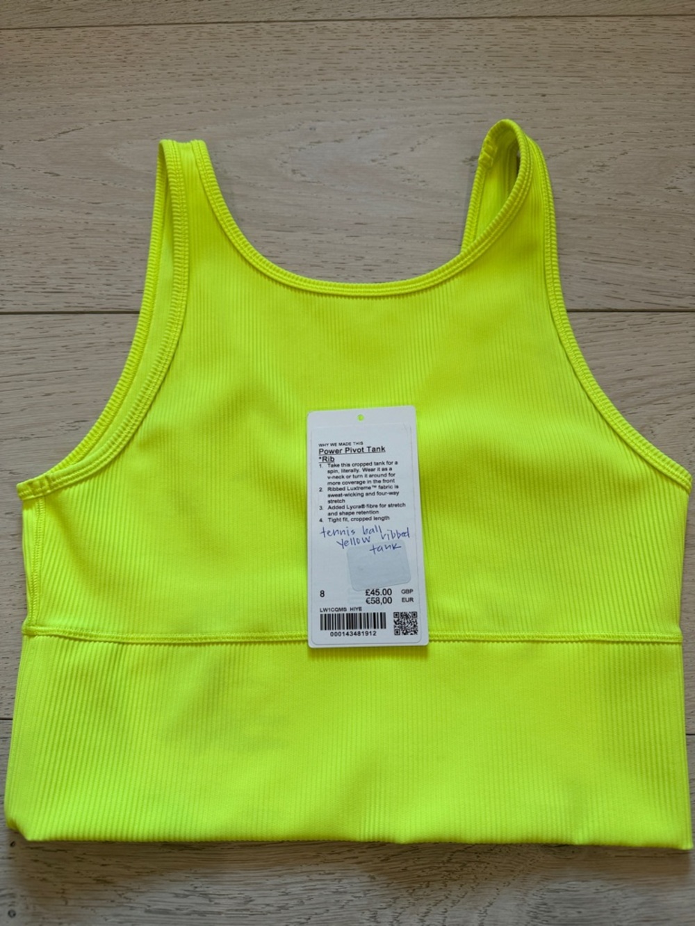 Lululemon Power Pivot Ribbed Tank in Highlight Yellow Size 8 - Picture 8 of 11